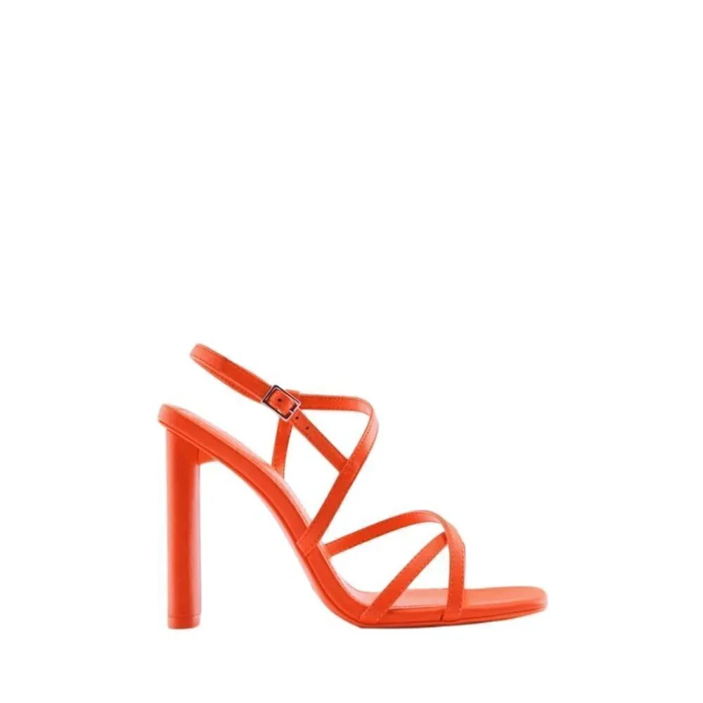 6- ZARA HIGH HEELED STRAPPY SANDALS ORANGE | 3347/910